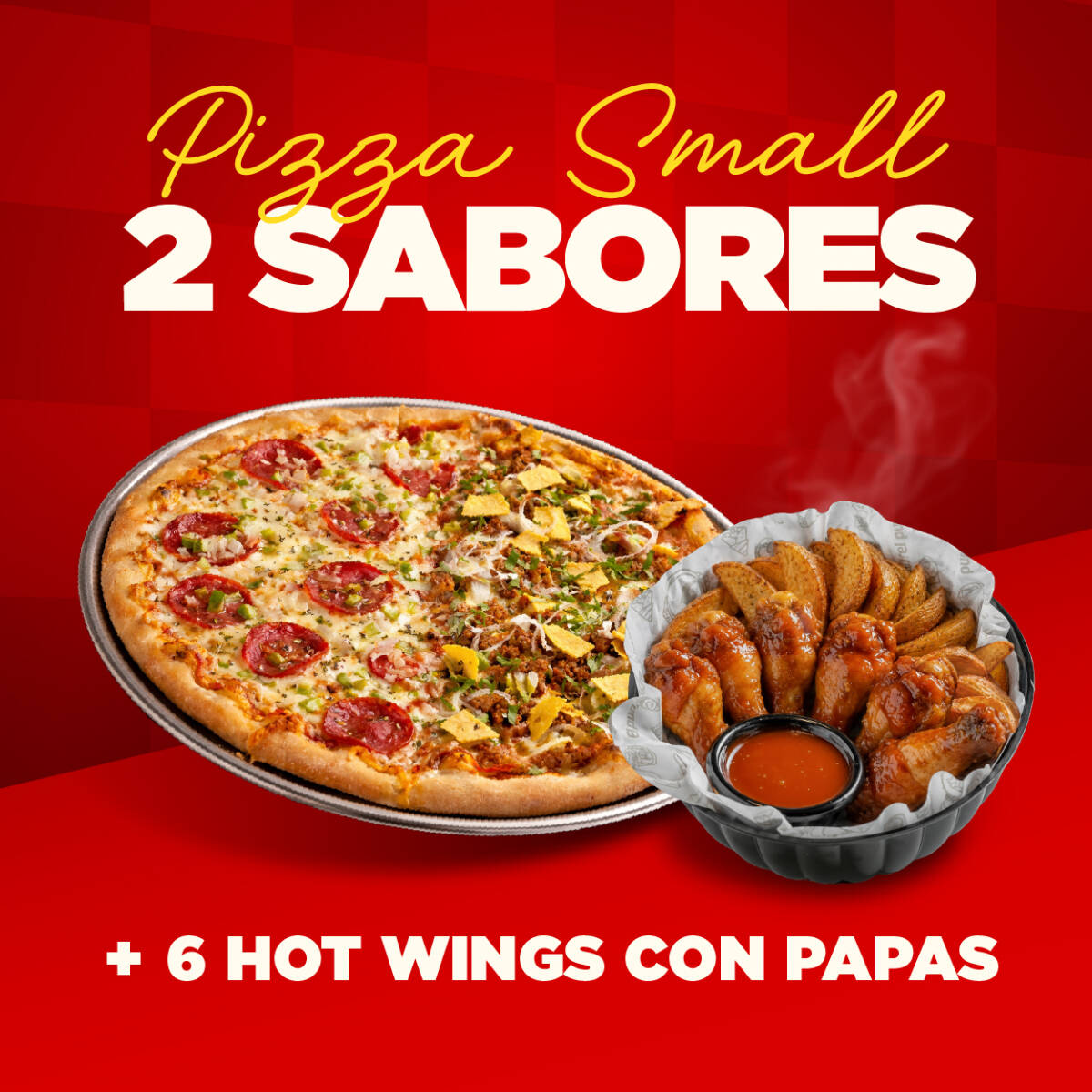 Pizza Small 2 Sabores + Hot Wings