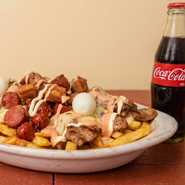 Salchipapa Especial de la Casa + 1 Coca Cola 400 M