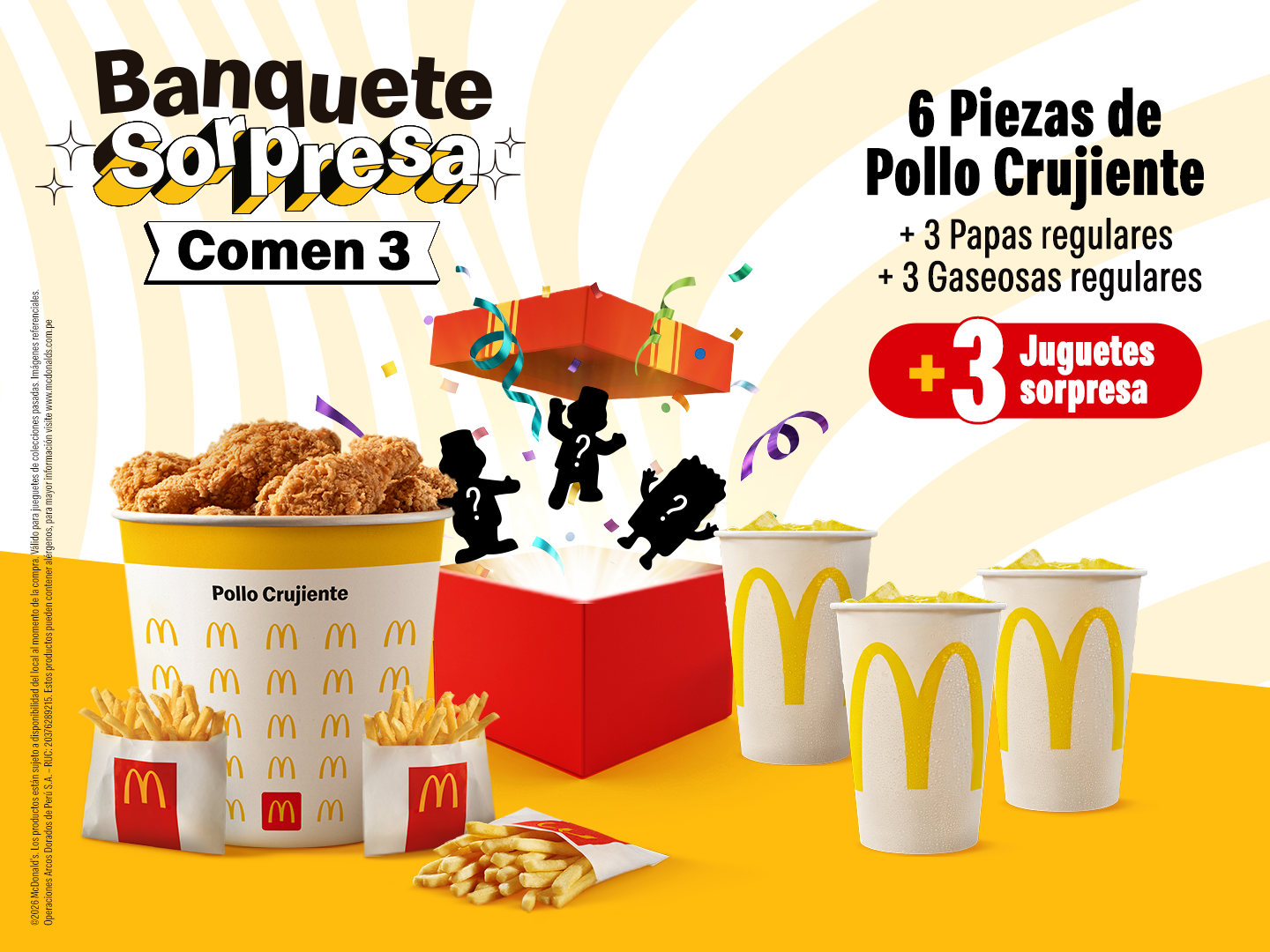 Banquete 6 piezas y 3 Juguetes Sorpresa