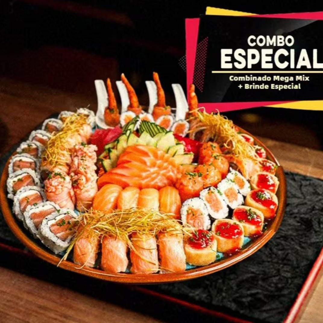 10 Uramaki Especial de Salão com crispy de couve, 5 Uramaki Filadélfia, 5 hossomaki Especial de Salmão com Cream Cheese, 5 Hossomaki Especial com salmão, 5 Sashimi de Salmão, 1 Dupla De joe De Pate De Salmão, 1 Dupla De joe Geleia de pimenta, 1 Dupla De joe De camarão, 2 Duplas De Niguiri De Salmão
