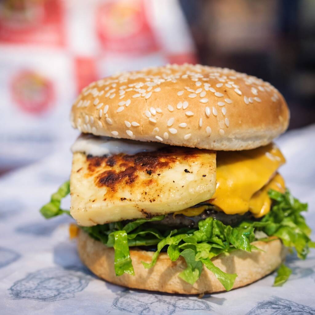 Pão , carne , bacon , calabresa , ovo , queijo coalho , queijo cheddar , presunto , picles , cebola roxa e salada .