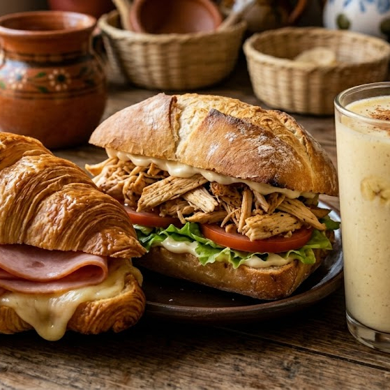 Combo Cueros de Jamon con Queso + Licuado +Sandwic