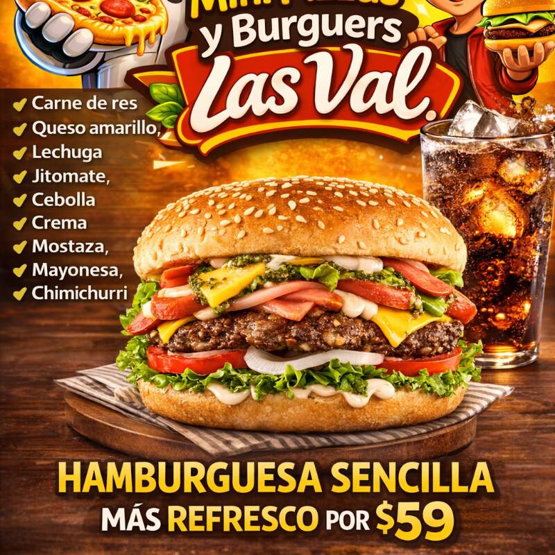 HAMBURGUESA SENCILLA MAS REFRESCO