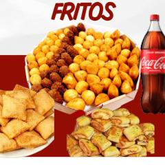 100 salgados 20 pasteis 12 assados 1 coca 2 lit