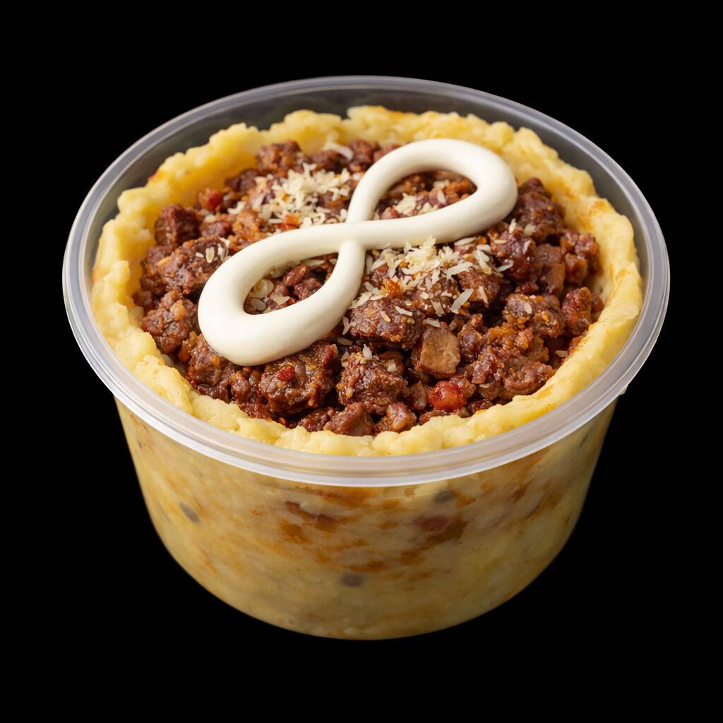 Batata recheada com carne de sol, finalizada com queijo leve e toque de cream cheese.