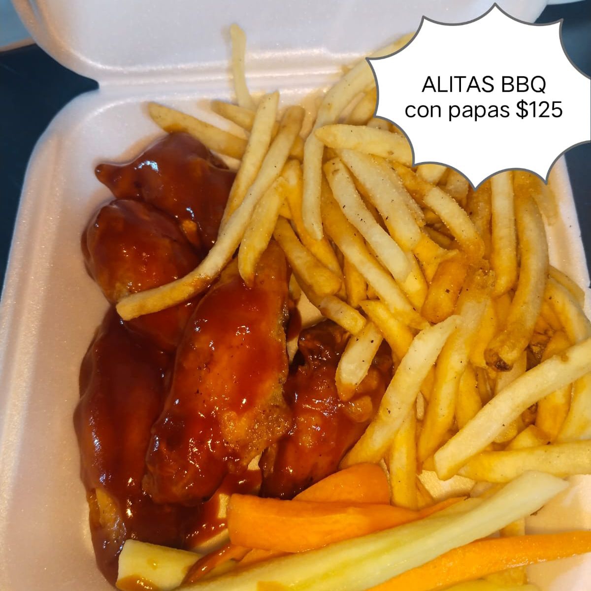Alitas BBQ Con Papas
