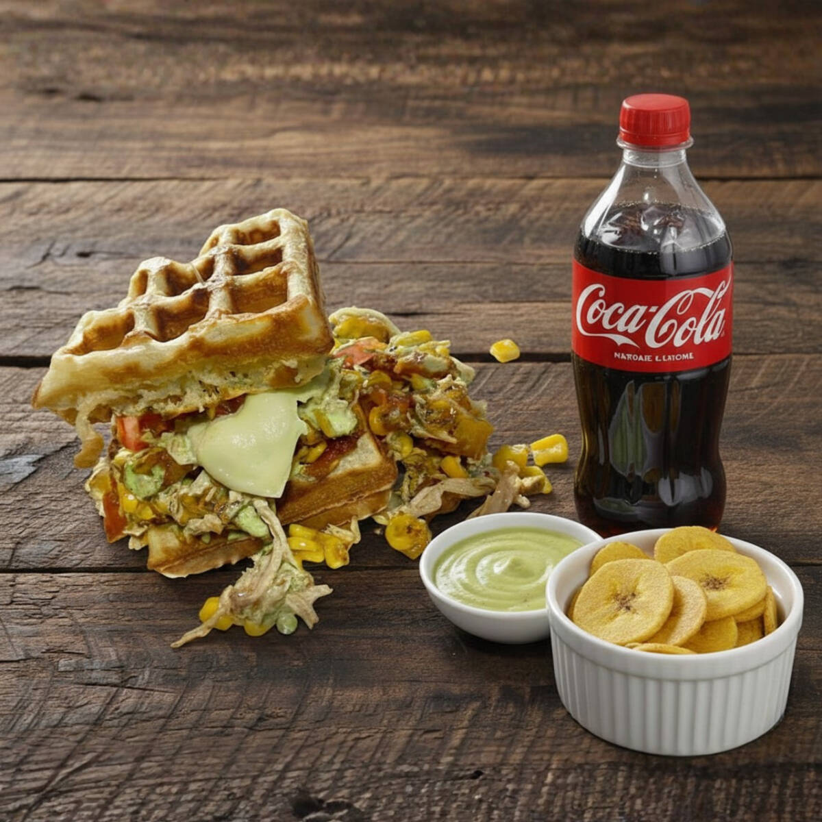 Waffle Milagroso + Gaseosa + Platanitos