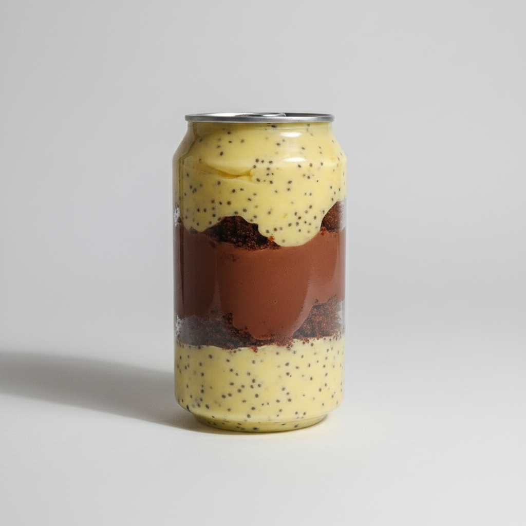 Delicioso e cremoso brigadeiro de maracuja saborizado com a fruta pedacinhos de brownie , brigadeiro ao leite super cremoso . 1 latinha de 300 grs