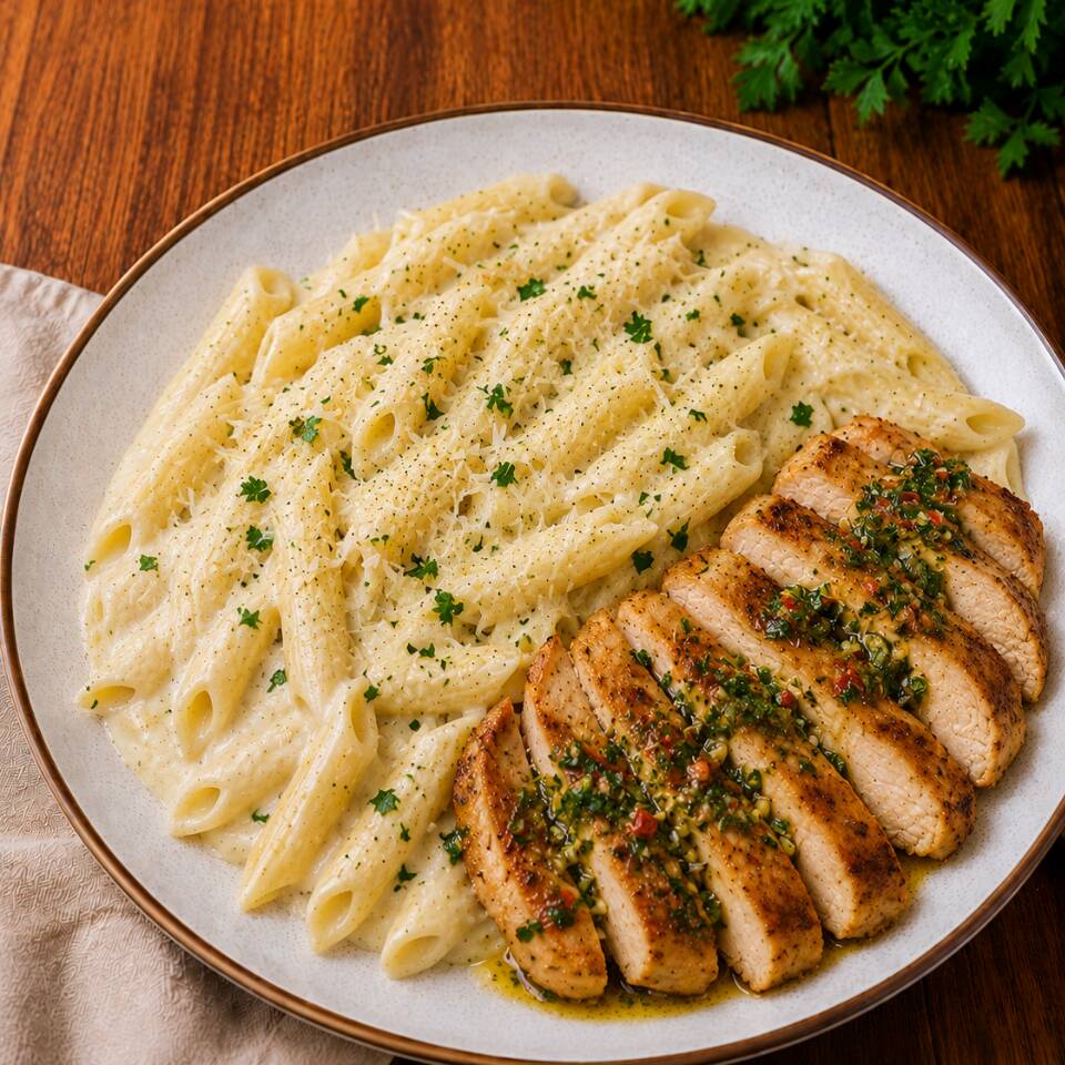 🍝 Pasta Alfredo Con Pollo