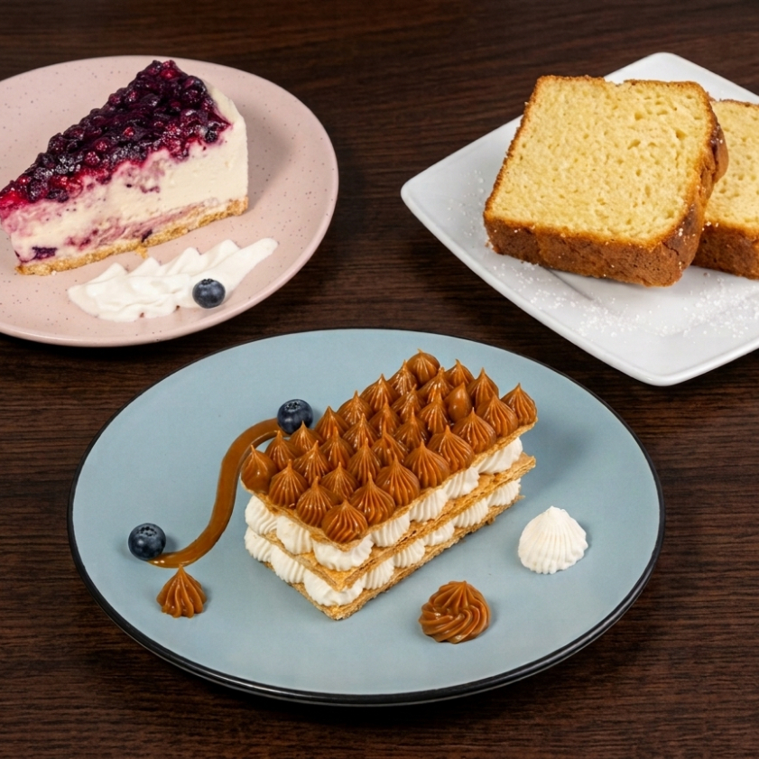 Cheesecake de Agraz + Milhoja Tradicional + Mantec