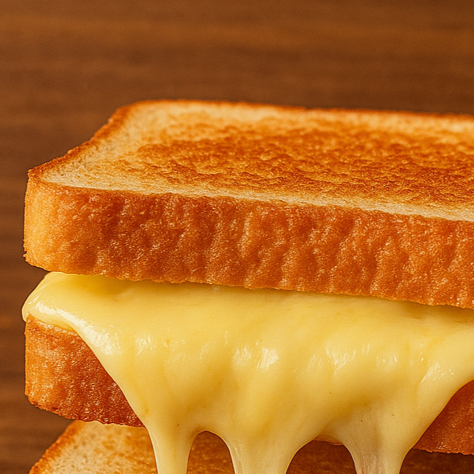 2 fatias de pão de forma com mussarela em dose dupla bem derretidinha.