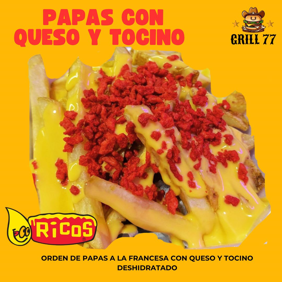 Papas con Queso y Tocino