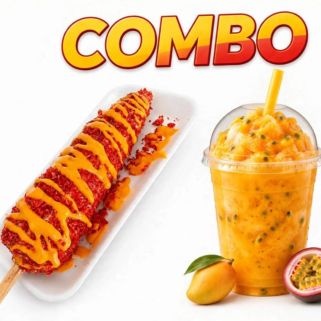Elote Empanizado + ICEE de Mango Maracuya