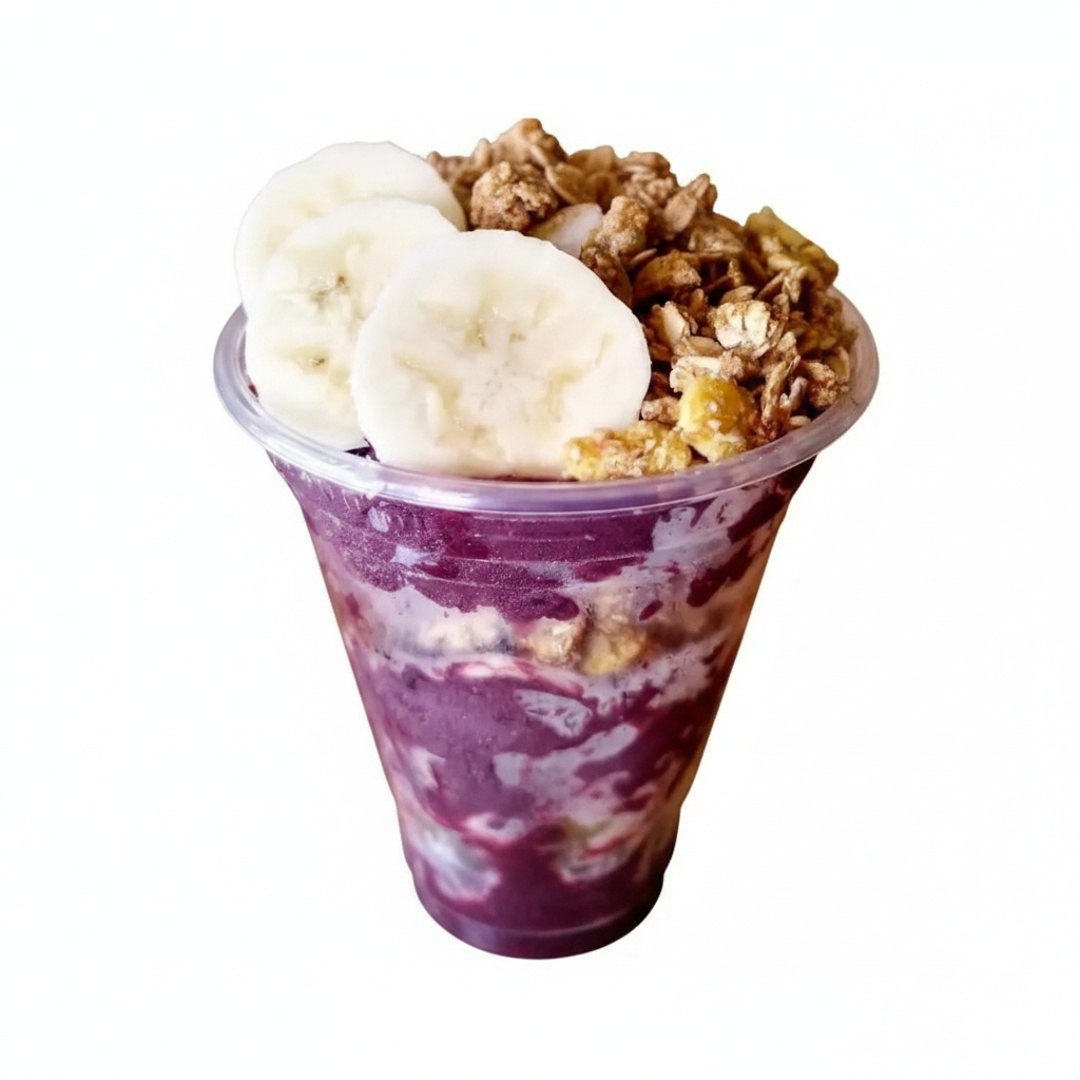 Acompanha 3 acréscimos Granola, leite em pó e leite condensado