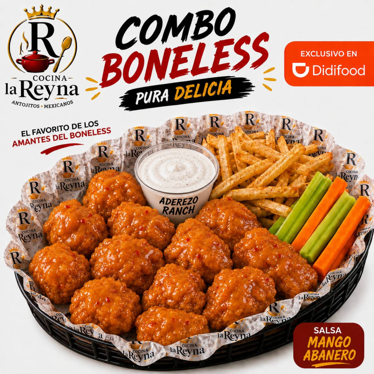 Combo Boneless Mango Habanero 450g + Papas y Ranch