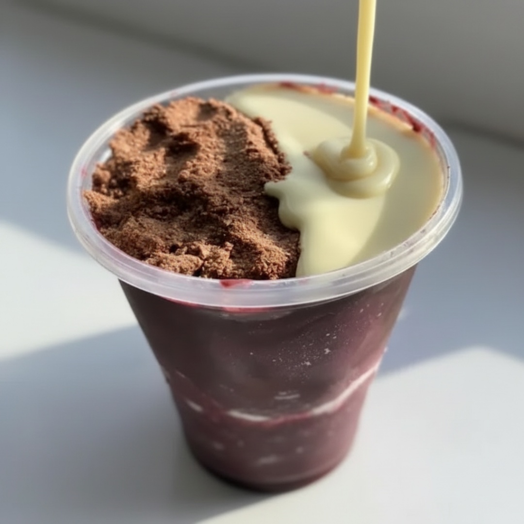 O top agora com todos os adicionais mais gostosos , tudo isso servido dentro do pote de 750 ml. Vai perde esse delicia de sabores !!