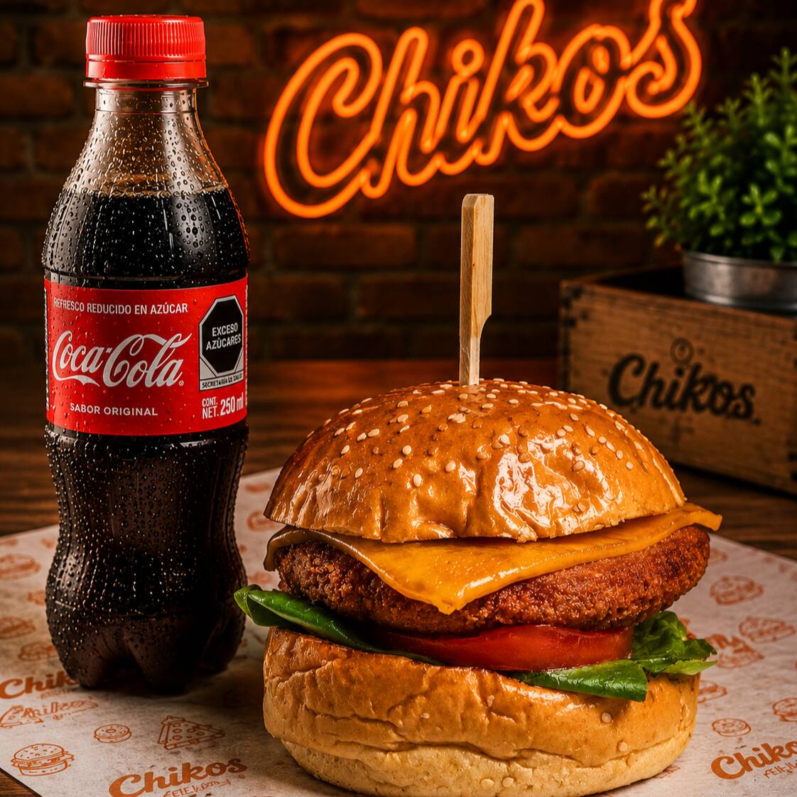 Hamburguesa Crispy + Coca Cola Original 250 Ml