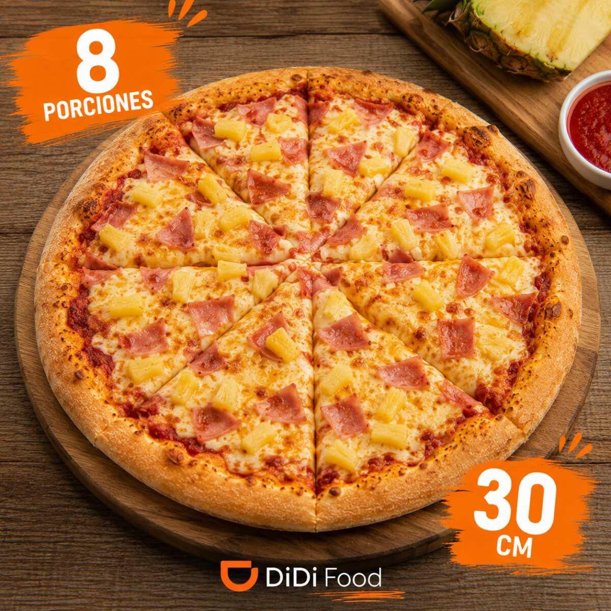 Pizza Hawaiana (30 Cm 8 Porciones )