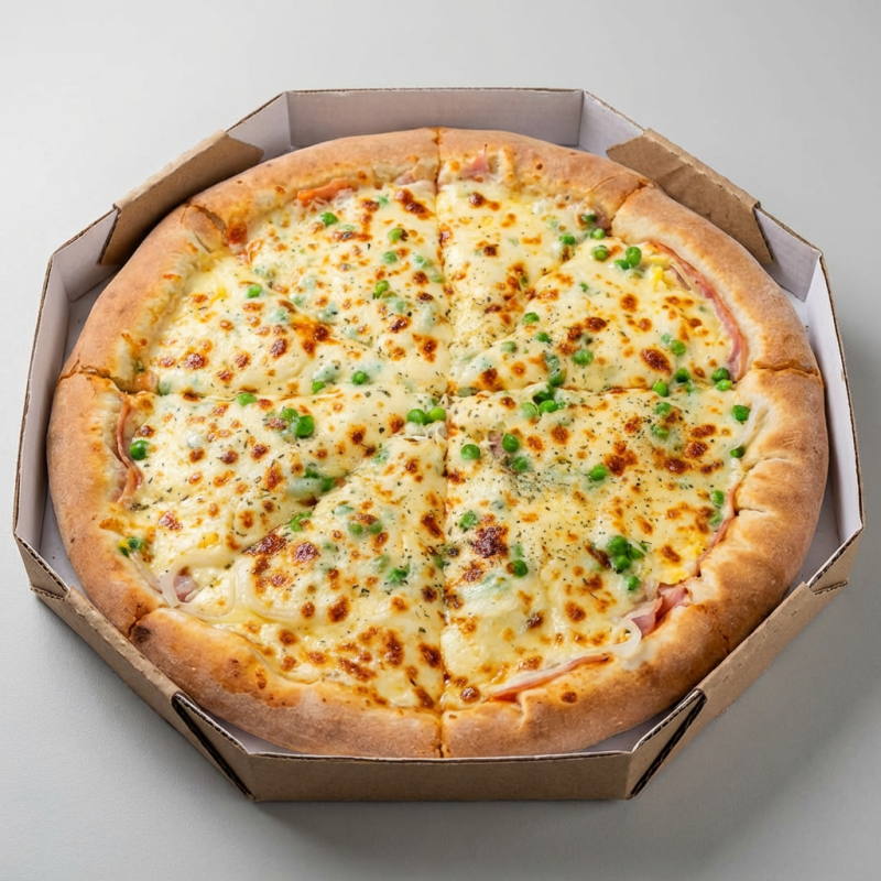 Pizza de Portuguesa Presunto,Ovo,Cebola ,Ervilha, Mussarela +Pizza Broto chocolate preto e Granulado