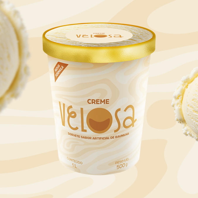Sorvete clássico de creme. Delicioso sozinho e perfeito para acompanhar sua sobremesa favorita.