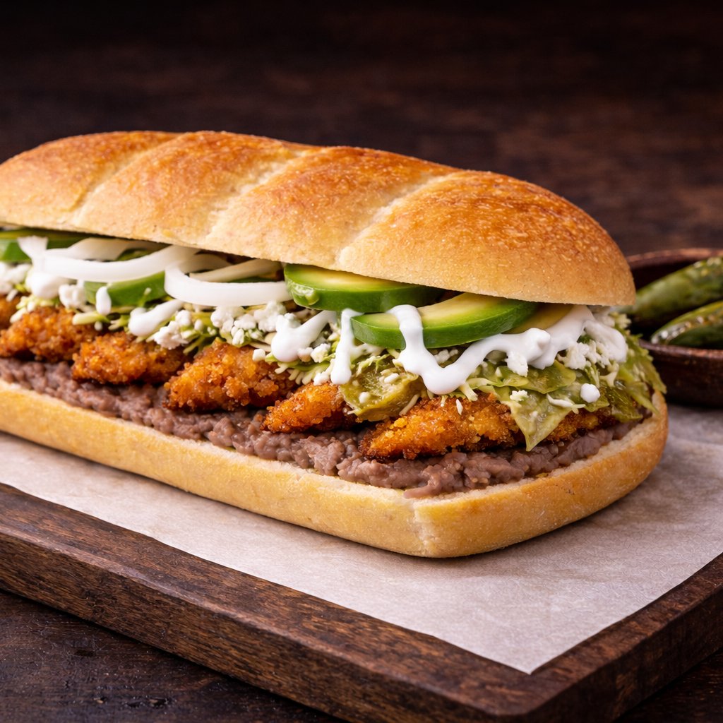 Torta Chilaquiles con Milanesa Pollo