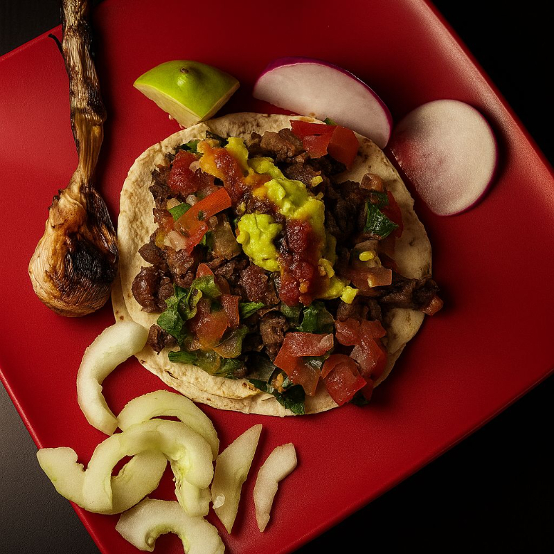 El clásico brasa (taco de asada)