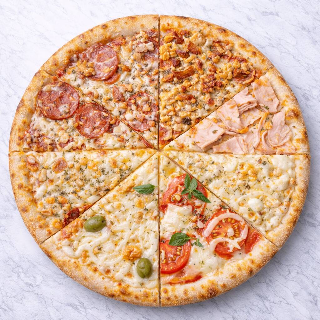 Calabresa com queijo mussarela e frango.