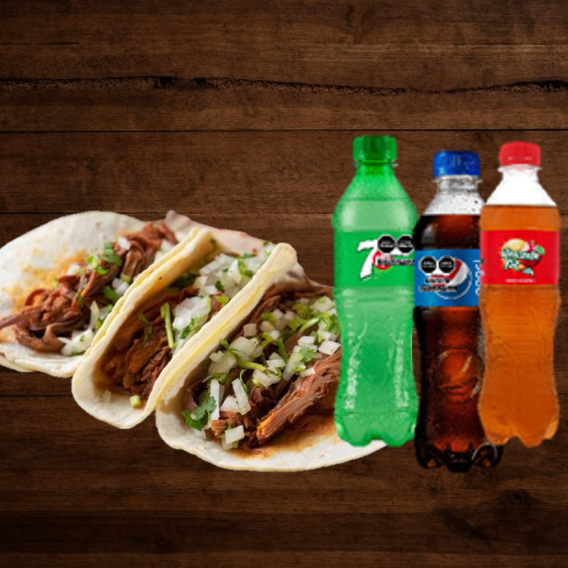5 Tacos de Birria Med. y Refresco