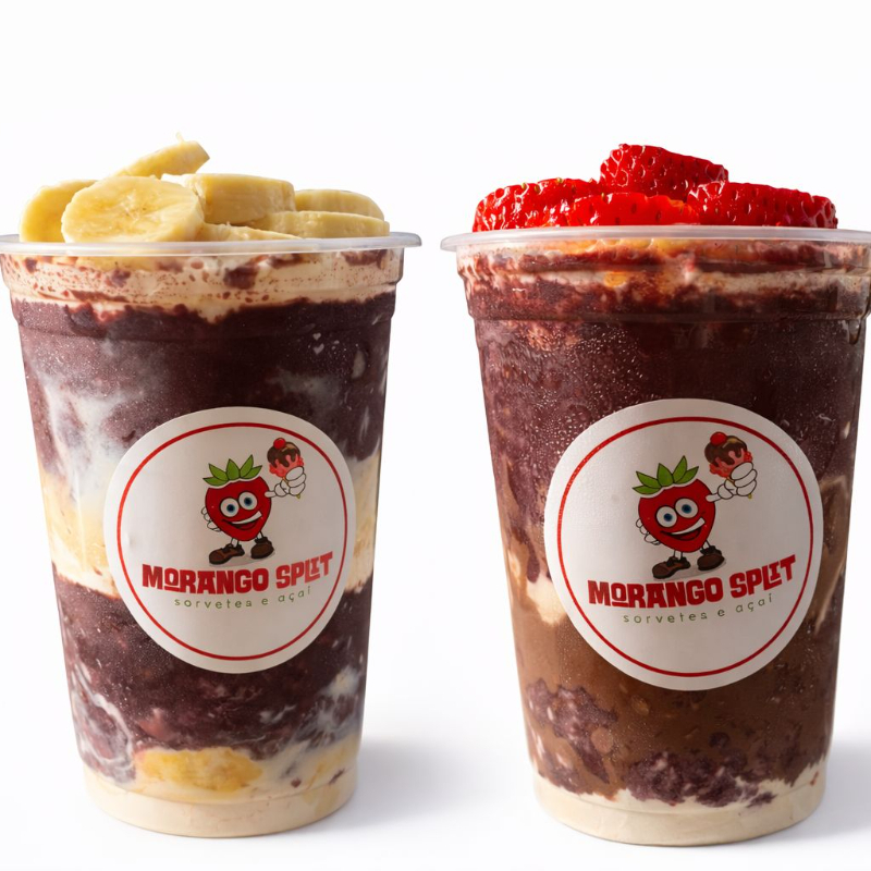 Combo dublo 2 Açaí 1 açaí a moda da casa (Banana, leite em pó e leite condensado) 1 Açaí com (Morango, leite em pó, leite condensado e creme de avelã). Não trocamos adicionais.