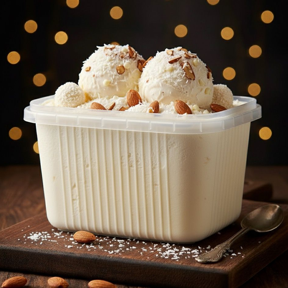 A doçura perfeita entre o coco, o chocolate branco e o toque crocante. Um sabor elegante que derrete no paladar! (Imagem meramente ilustrativa)