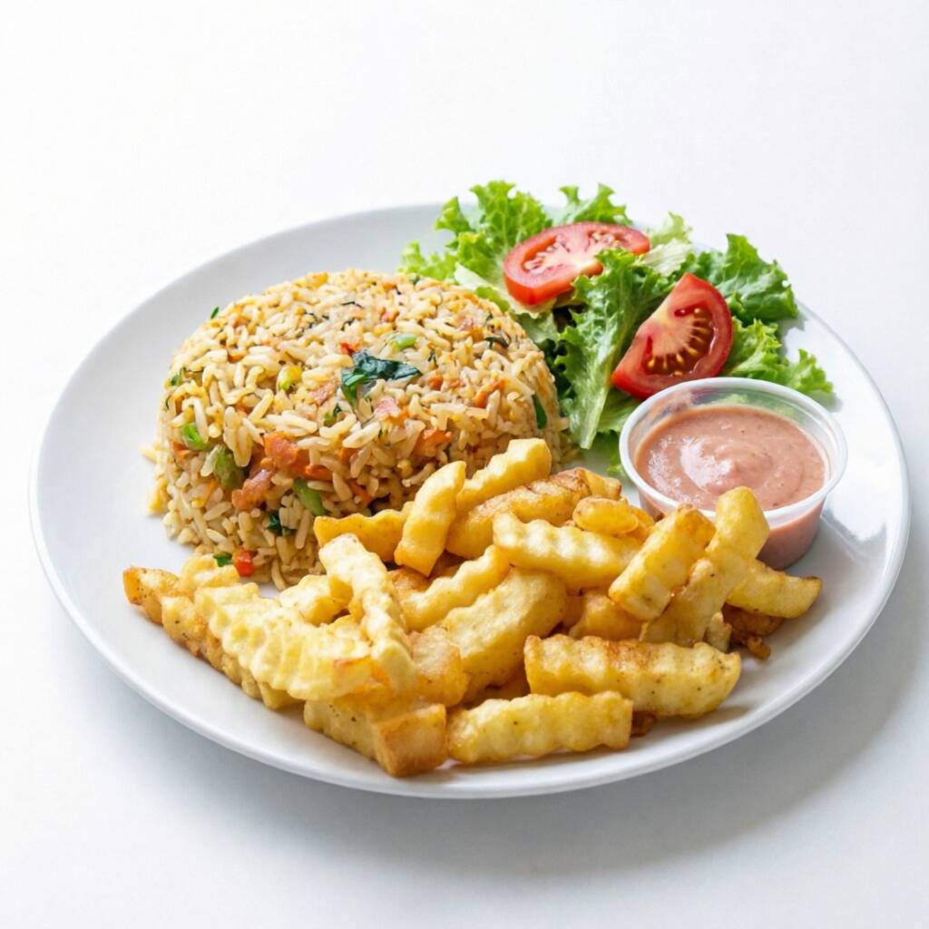 Arroz con Pollo + Papas Fritas