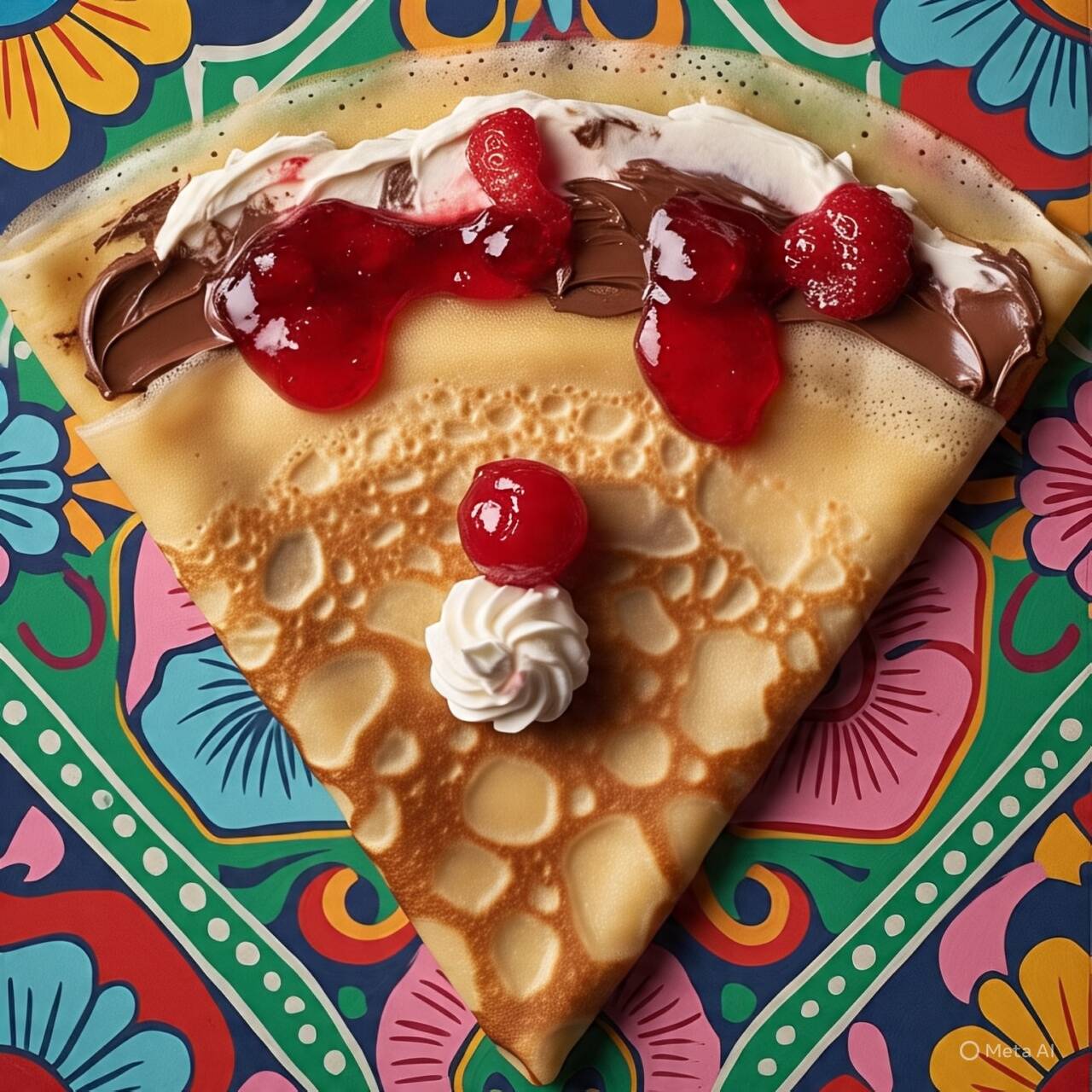 Crepa de Frambuesa con Pedazos de Cereza.