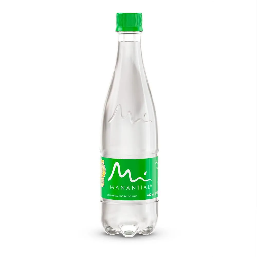 Agua manantial 600 ml con gas