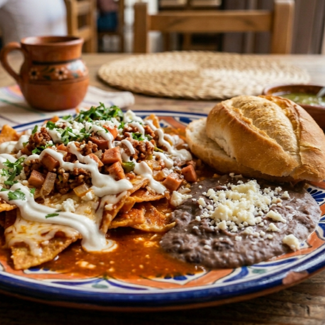 Chilaquiles con guiso