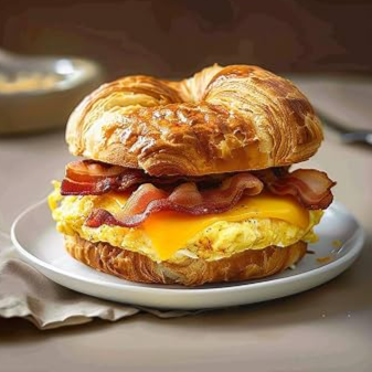 CROISSANT DE HUEVO CON QUESO Y TOCINO