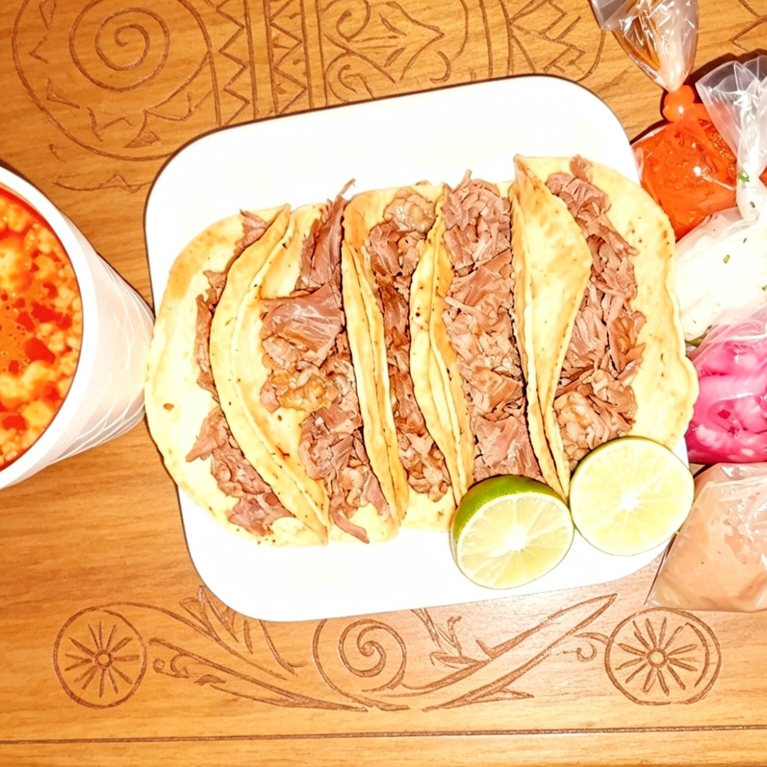 Una orden de tacos de birria blandos