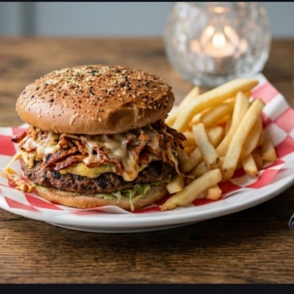 Trompoburguer con Papas a La Francesa