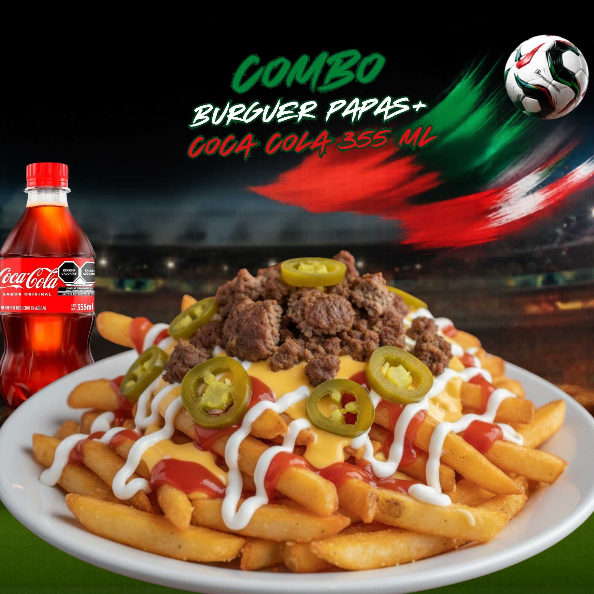 Burguer Papas + Coca Cola