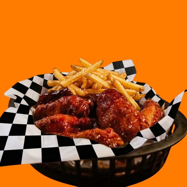 12 pz alitas sabor mango habanero + orden de papas
