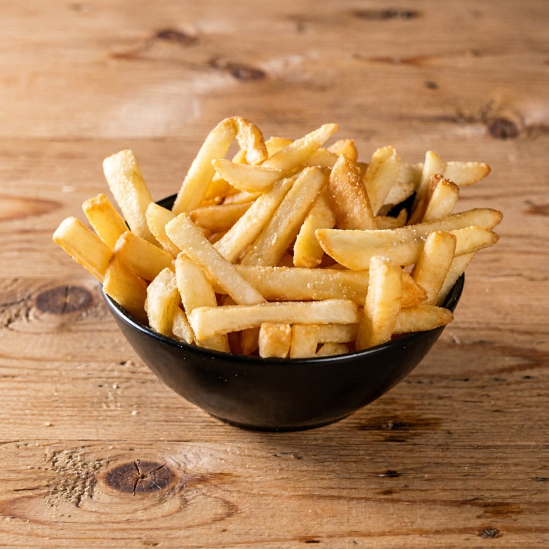 Porção de batata frita com 150g. Antes de compra esse item, lembre que batata é um item muito sensível, então se você mora distante da nossa loja não recomendamos a compra, pois perde a qualidade muito rápido no delivery.
