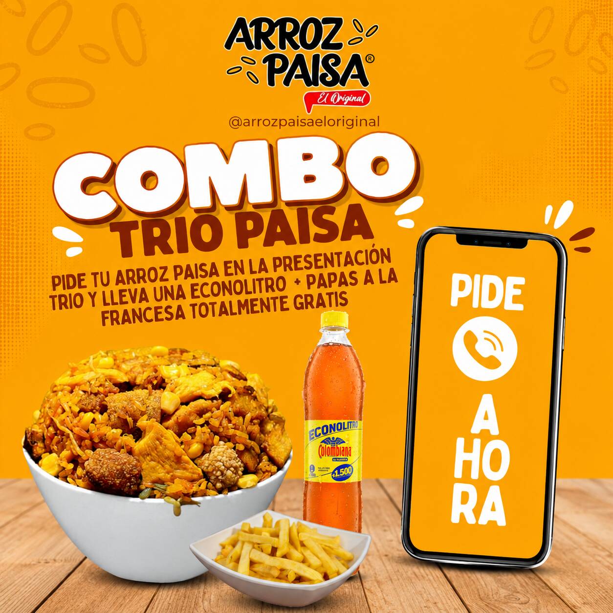 Combo Paisa Trio + Papas y Gaseosa GRATIS