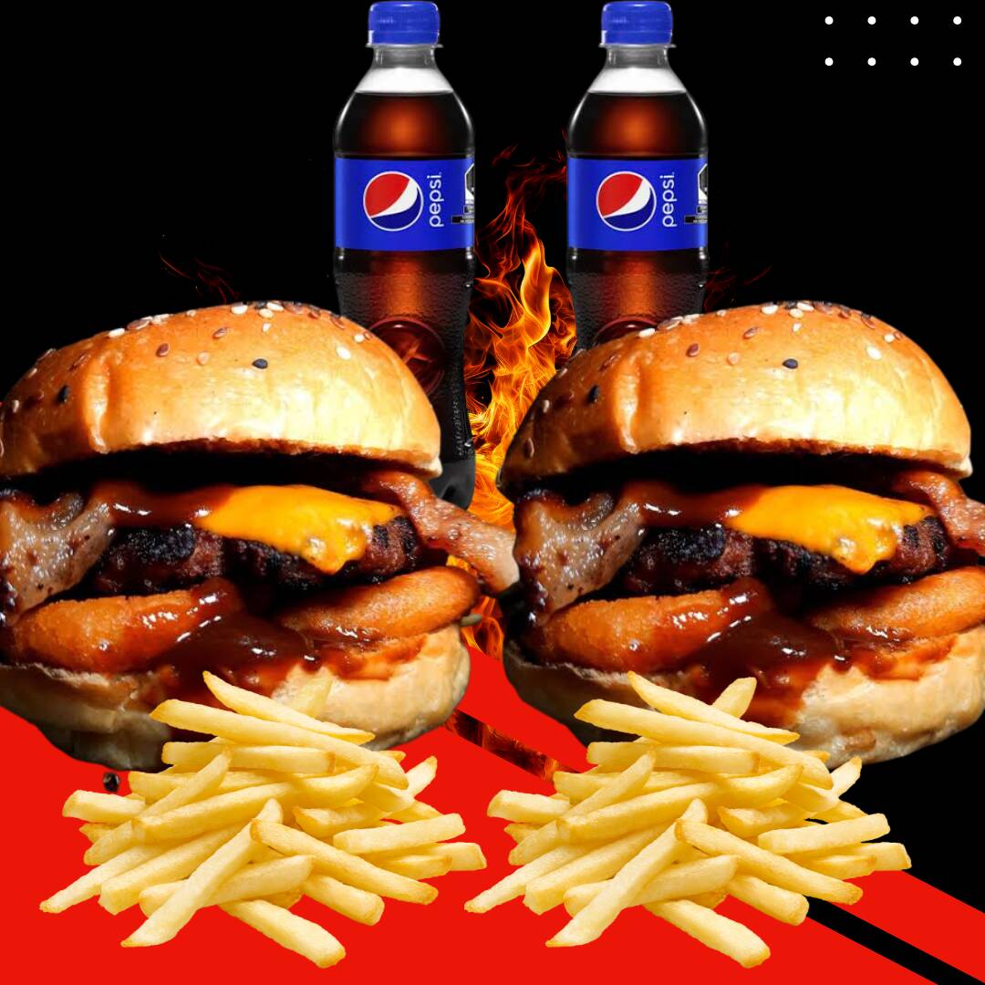 Combo 2 viejo oeste  + 2 papas + 2 refrescos