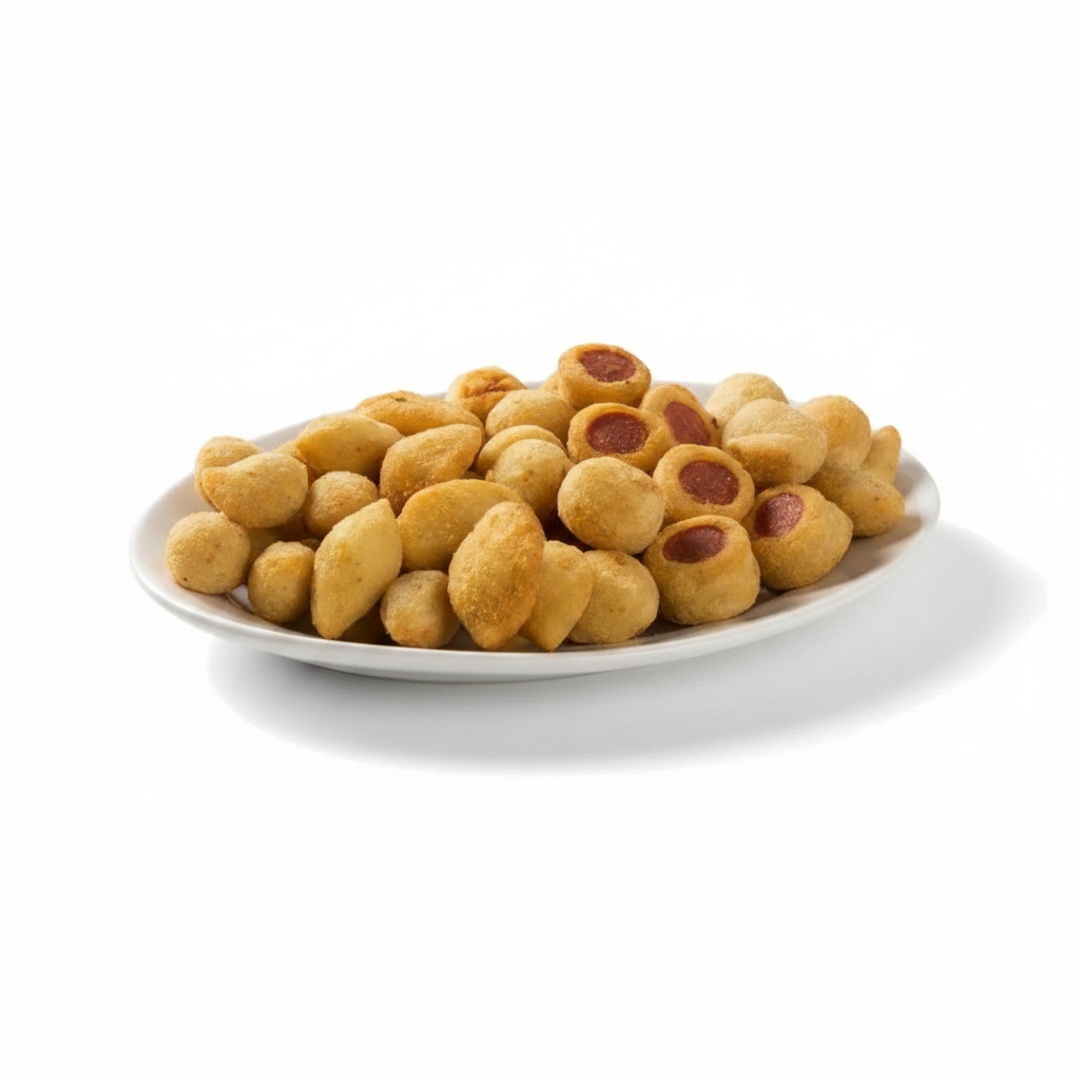 Coxinhas de frango e enroladinhos de salsicha