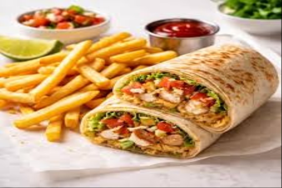 BURRITO DE POLLO CON PAPAS FRITAS