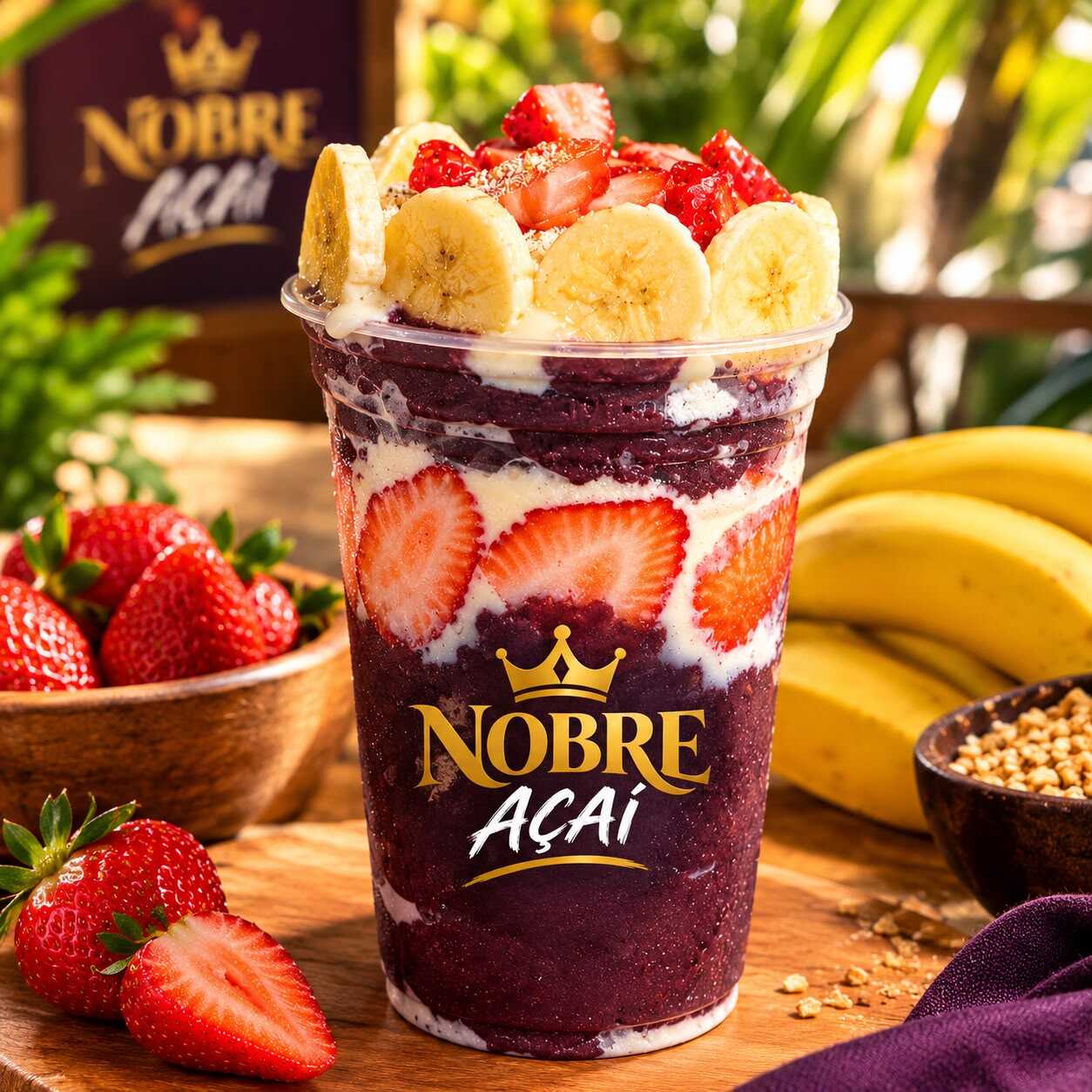 Monte seu delicioso copo de AÇAÍ com 4 dos seus adicionais favoritos!
Escolha suas combinações preferidas e aproveite todo o sabor e a energia do nosso AÇAÍ Amazônico, produzido artesanalmente e com redução de açúcar.