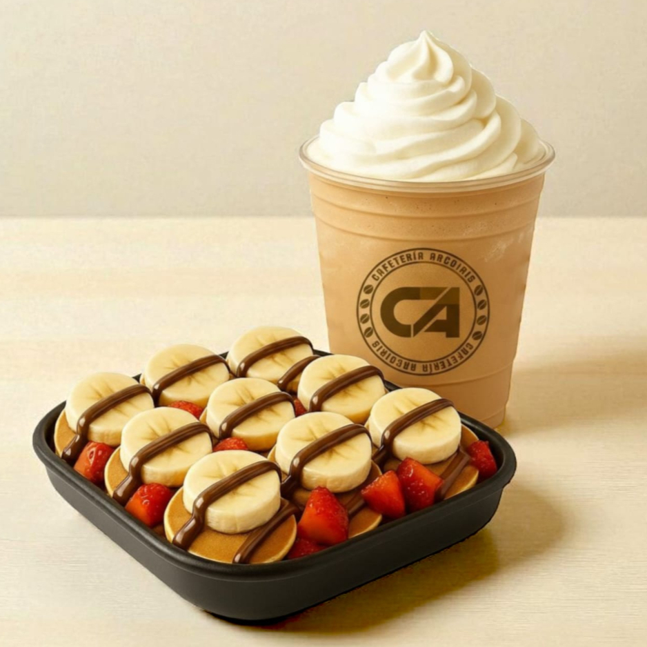 15 Mini Hot Cakes & Frappe (Sabor a Elegir)