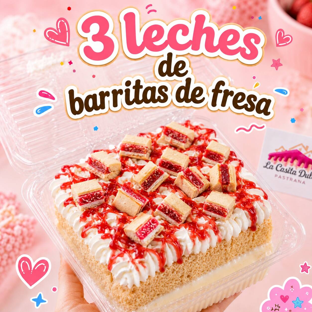 3 LECHES DE BARRITAS DE FRESA