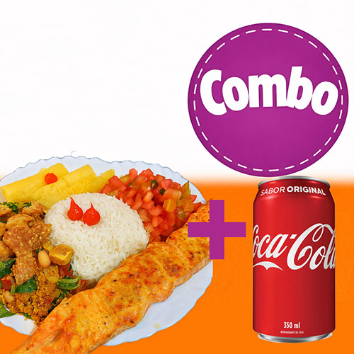Espeto com molho e farinha + COCA COLA 200 ML