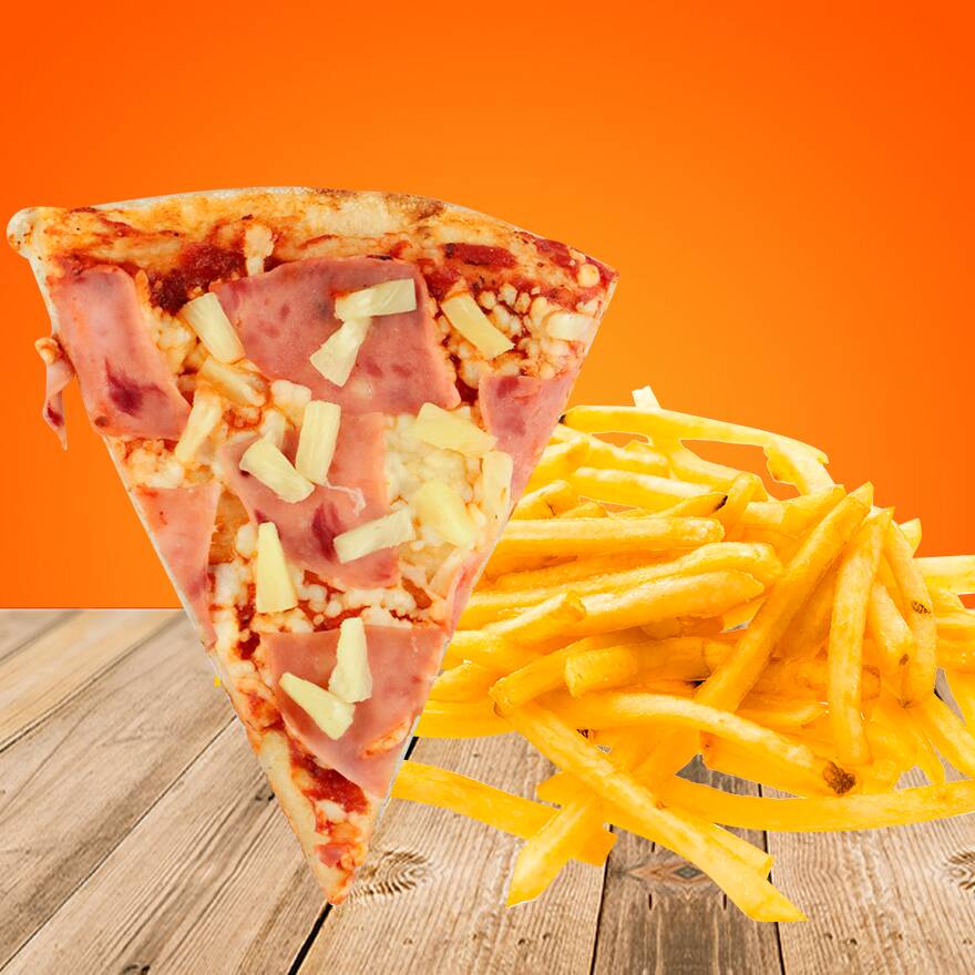 Rebanada de Pizza Hawaiana+Papas C