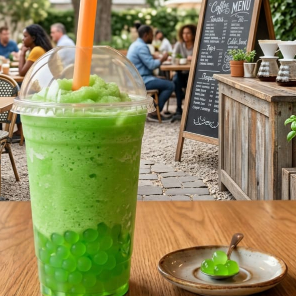 Frappe De Manzana Verde Con Boba Pops